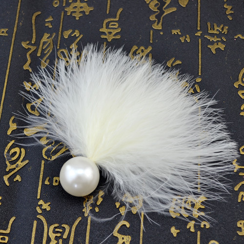 E-3818 Women Fashion Beautiful White Pearl Feather Accessorise