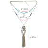 N-6299 Bohemian Multilayers Silver Chain Beaded Necklace Leaves Long Tassel Penndant Necklace