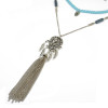 N-6299 Bohemian Multilayers Silver Chain Beaded Necklace Leaves Long Tassel Penndant Necklace