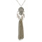 N-6299 Bohemian Multilayers Silver Chain Beaded Necklace Leaves Long Tassel Penndant Necklace