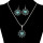 N-6306 Bohemian Fashion Silver plated Necklace Heart shape Rhinestone Natural Turquoise Bead Long Necklaces Earrings For Women Jewelry Set