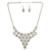 N-6313 Silver & Gold Alloy Fashion Choker Statement Necklace Earrings Set For Women Jewelry