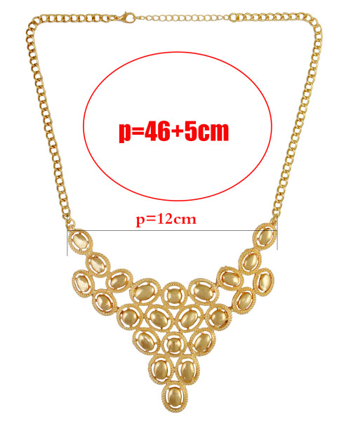 N-6313 Silver & Gold Alloy Fashion Choker Statement Necklace Earrings Set For Women Jewelry