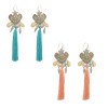 E-3824 Generous Big Long Drop Earrings Beaded Silver Natural Shell Tassel Heart Carved Peacock Leaf Fish Hook Earring