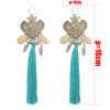 E-3824 Generous Big Long Drop Earrings Beaded Silver Natural Shell Tassel Heart Carved Peacock Leaf Fish Hook Earring