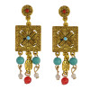 E-3825 New Arrival bohemian vintage gold & silver plated colorful pearls bird shape Dangling Earrings for women jewelry