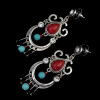 E-3821 bohemian vintage silver plated turquoise beads drop shape Dangle Earrings for women jewelry