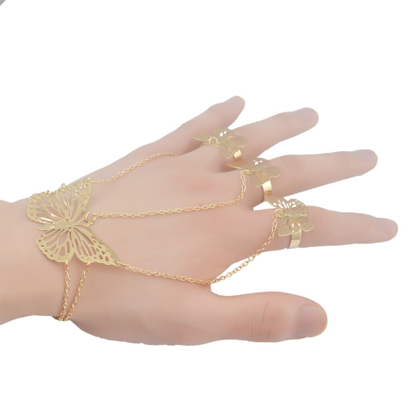 B-0766   Korea Silver Gold Tassel Bracelets & Bangles Antalya Gypsy Turkish Hollow Out Butterfly Bracelet Women Jewelry