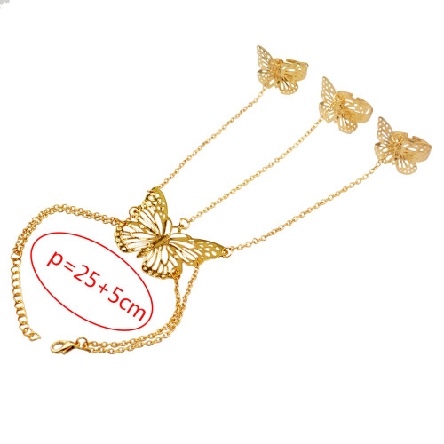 B-0766   Korea Silver Gold Tassel Bracelets & Bangles Antalya Gypsy Turkish Hollow Out Butterfly Bracelet Women Jewelry