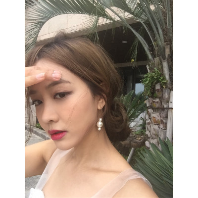 E-3827 Bohemian Tibetan Silver Plated Pearl  Pendant Tassel Drop Dangle  Beaded Earring