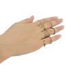 R-1370 7Pcs/set Bohemian Fashion Bronze&Silver plated  Finger Ring Resin Bead Kncukle Rings For Women  Jewelry
