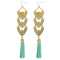 E-3830 Exaggerated Big Long Gold Plated Earring Resin Beads Leather Rope Chain Tassel Drop Earrings 3 Colors