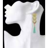 E-3830 Exaggerated Big Long Gold Plated Earring Resin Beads Leather Rope Chain Tassel Drop Earrings 3 Colors