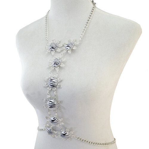 N-6327 Elegant Summer Beach  Charm Chain Sexy Body Chain Resin  Big  Flower  Rhinestone Necklace Women Body Jewelry