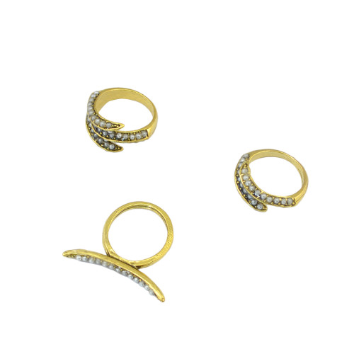 R-1379 3Pcs/set Punk Style Silver Gold plated Finger Ring Resin Bead Kncukle Rings For Women Jewelry