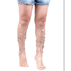 B-0765 Bohemian Vintage Silver Gold Plated Multilayer Charms Anklet Bracelets Women Foot Jewelry