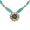 N-6330 Fashion  Boho Silver Plated Chain Turquoise  Stone Beads Charm Neckalce with Round Flower Pendant Choker Bib Necklace for Women
