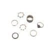 R-1378 7pcs/set Bohemian Gypsy Vintage Silver plated  Knuckle style Midi Rings  Rhinestone Ring Set