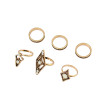 R-1380 Bohemian Gypsy Vintage Silver Joint Knuckle Nail Midi Ring Loop Diamond Rhinestone Ring Set of 6 Rings 3 Colors