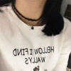 N-6329 Fashion Black Leather Nylon Rope Statement Choker Necklace