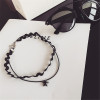 N-6329 Fashion Black Leather Nylon Rope Statement Choker Necklace