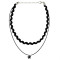 N-6329 Fashion Black Leather Nylon Rope Statement Choker Necklace