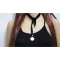 N-6332 New Fashion European Black Rope Chain Choker Gold Silver Metal Sheet Necklace Women Girls Jewelry