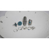 R-1384 Boho Vintage Gypsy Silver Joint Knuckle Nail Midi Finger  Ring Turquoise Ring Set of 9 Rings