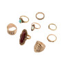 R-1385 bohemian Vintage style Gypsy Silver & gold plated Joint Knuckle Nail Midi Finger  Ring Turquoise Ring Set of 8 Rings