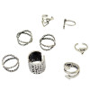 R-1381 Fashion Ring Vintage Silver Gypsy Joint Knuckle Nail Midi Finger Ring Set of 8 Rings