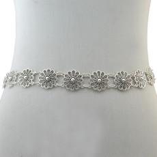N-6350 bohemian vintage style  body chain  silver plated  flower and sun shape pendant necklace belt chain women jewelry
