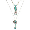 N-6355 Bohemian Vintage Long Double Chain Fringe Necklace Enamel Moon Tassels Beaded Elephant Turquoise Pendant Necklace