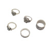 R-1391 5 Pcs/set Resin Stone Rhinestone Ring Silver Plated heart shape hand shape crystal Finger Rings for women jewelry