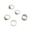 R-1391 5 Pcs/set Resin Stone Rhinestone Ring Silver Plated heart shape hand shape crystal Finger Rings for women jewelry