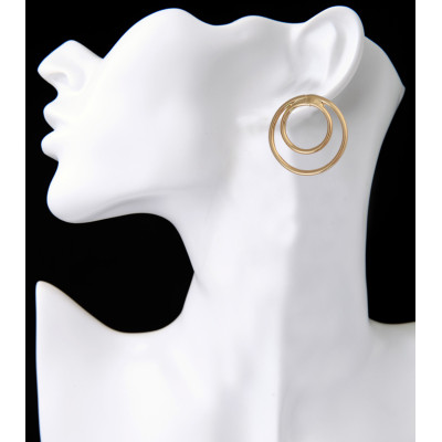E-3833 Simple Design Style Hanbdmade Female Popular Silver /gold Plated Round Shape Stud Earring