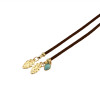 N-6356 bohemain vintage style gold plated Leather Chain leaf shape pendant collars Necklace Jewelry for women