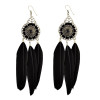 E-3834 Bohemian Fashion Jewelry Hallow Out Drop Leaves Feather Dangle Hook Earrings for Women 2 Colors