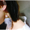 E-3835 Fashion Gold Plated Long Tassel Feather Resin Beads Dangle Earrings for Women &Girl 's Jewelry