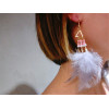 E-3835 Fashion Gold Plated Long Tassel Feather Resin Beads Dangle Earrings for Women &Girl 's Jewelry