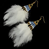E-3835 Fashion Gold Plated Long Tassel Feather Resin Beads Dangle Earrings for Women &Girl 's Jewelry