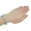 E-3847 Fashion Silver Plated Full Crystal Rhinestone Leaf Shape Charm Dangle Earring Bracelet Jewelry Set for Women B-0778