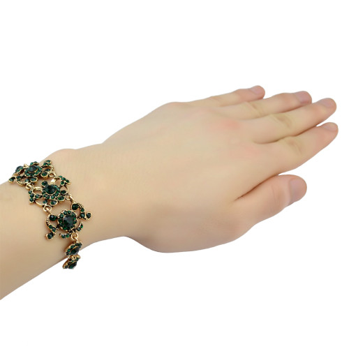 B-0774 Bohemian Fahsion Gold Chain Bracelet Charm Crystal Rhinestone Bracelet for Women Jewelry