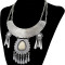 N-5440 Bohemian style silver plated crescent big gem stone pendant tassel necklace