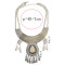 N-5440 Bohemian style silver plated crescent big gem stone pendant tassel necklace