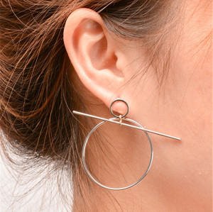 E-3842 Simple Design Female Popular Silver Gold Round Shape Ear Stud Earrings For Women Jewelry