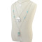 N-6372 Bohomian Vintage Style Fashion Silver Plated Turquoise Tassel Necklace for Women Jewelry