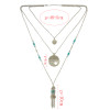 N-6372 Bohomian Vintage Style Fashion Silver Plated Turquoise Tassel Necklace for Women Jewelry