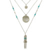 N-6372 Bohomian Vintage Style Fashion Silver Plated Turquoise Tassel Necklace for Women Jewelry