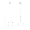 E-3841 Korean Fashion Metal Circle Pendant Earring Simple Long Drop Stud Backings Earrings for Women