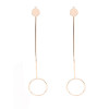 E-3841 Korean Fashion Metal Circle Pendant Earring Simple Long Drop Stud Backings Earrings for Women